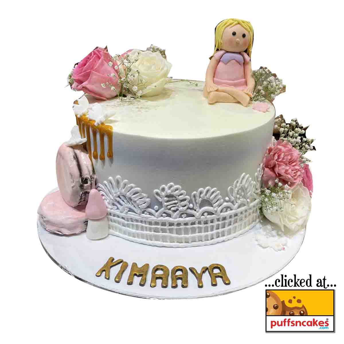 (909) Princess Fairy Angel Theme Floral Cake